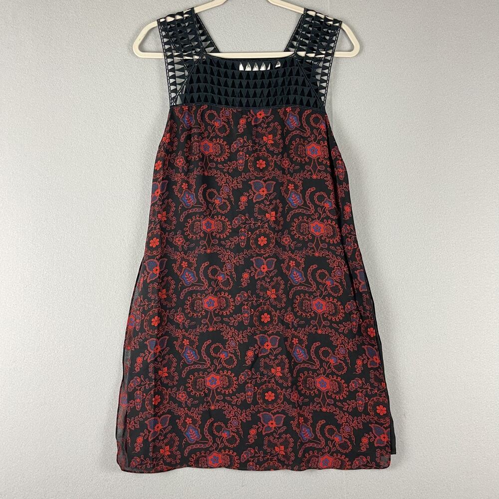 A.L.C Helen Flora Silk Dress Womens Small Crochet Lace Sleeveless Classic